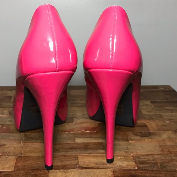 Neon Hot Pink Qupid pumps platform heels Stilettos - Picture 4 of 8